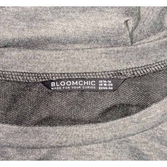 Bloomchic Sweatshirt 14 16 Women's Gray Plaid Patchwork Round Neck Arc Hem - Picture 5 of 6